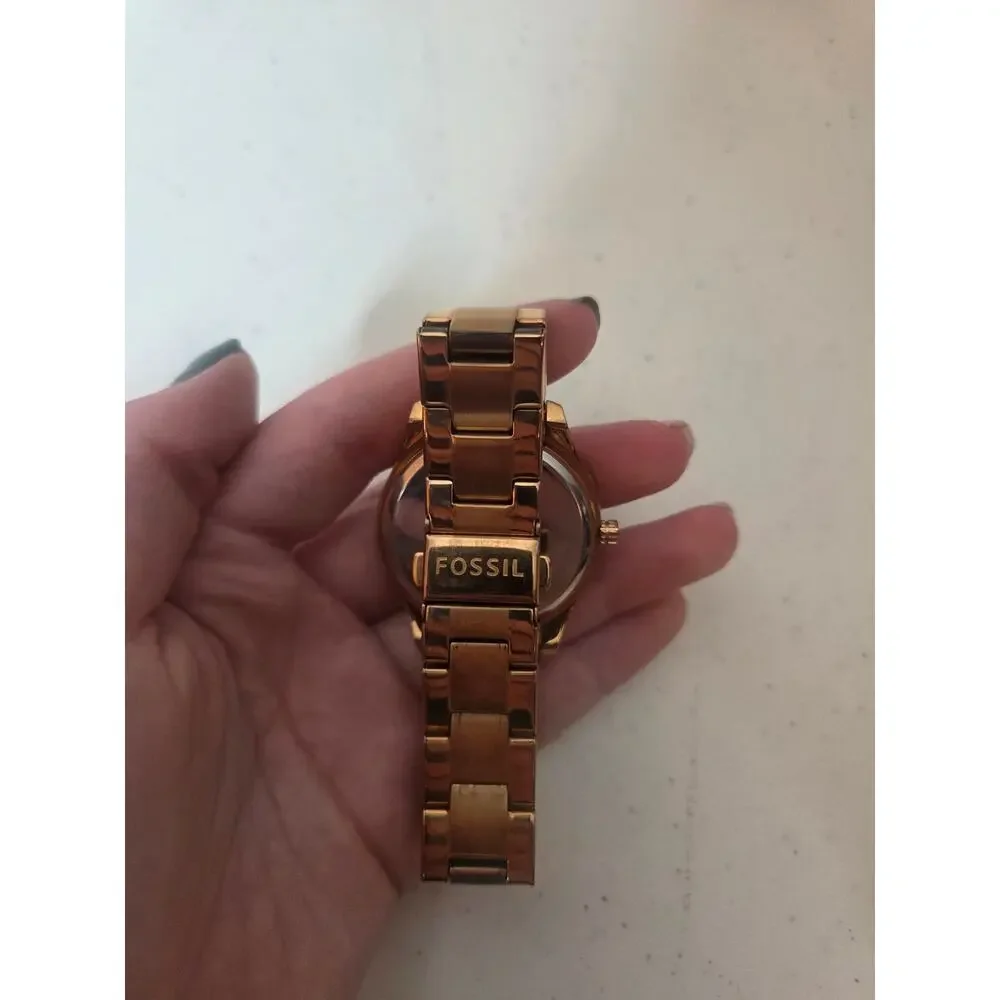 Fossil Stella Womens Watch ES3003 38mm Rose Gold Date Day Quartz Analog